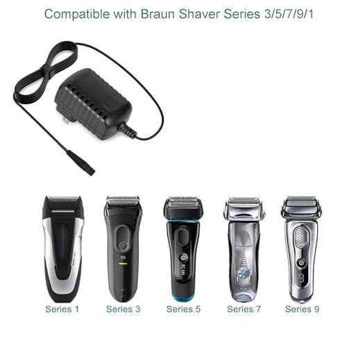 Charger Replacement for Braun Series 9 7 5 3 1 Shaver, 12V Power Supply Charging Cord 4 ft - PDEEY