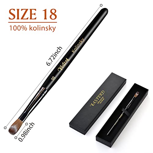 Yasterd Acrylic Nail Brush 100% Kolinsky Brushes for Nails Size 18 Oval Crimped Shaped Brushes for Acrylic Application Black Wood Handle Professional Nail Art Powder Brush Manicure Tool