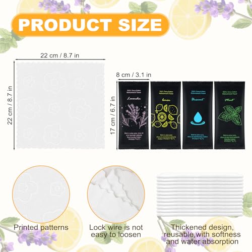 Lavender Lemon Unscented Mint Bulk Moist Cotton Towelettes 40 Pack - Travel & Face Wipes