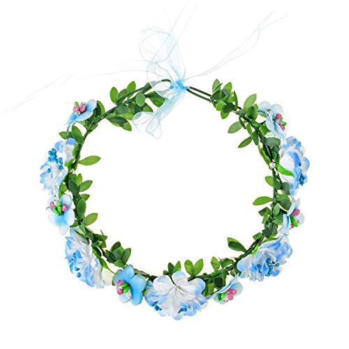 A Miaow Hibiscus Mutabilis Flower Headband Hair Wreath Floral Crown Accessory (Blue)