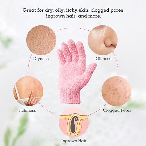 Exfoliating Shower Gloves for Women | Dual-Textured Nylon, 3 Pairs