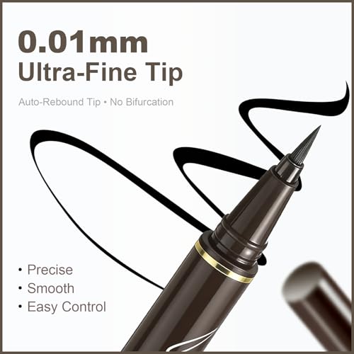Ultra Thin Liquid Eyeliner Felt Tip 0.01mm Waterproof Black 2pcs