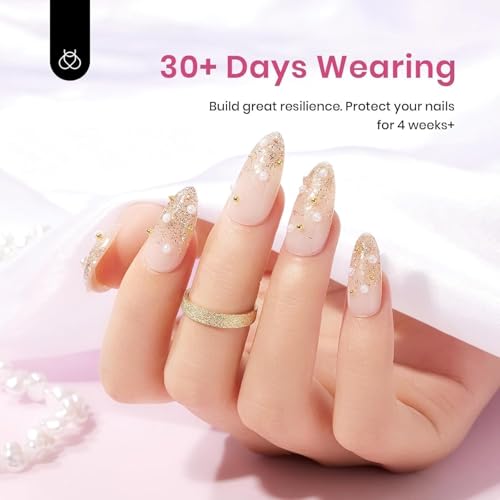 Beetles Builder Gel Set - 6 Colors, 8-in-1 Nude Pink Nail Extension Kit - Sheer Luck Variant