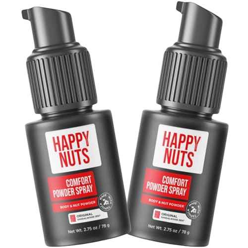 Happy Nuts Comfort Powder Spray Deodorant For Men: Anti-Chafing Sweat Defense, Odor Control, Aluminum-Free, Perfect Stocking Stuffer Gift for Men's Private Parts 2.75 oz (2 Pack), Original Scent