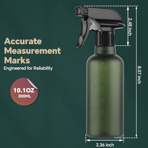 TTTred Frosted Clear 2 Pack 10oz Spray Bottles with Adjustable Nozzle