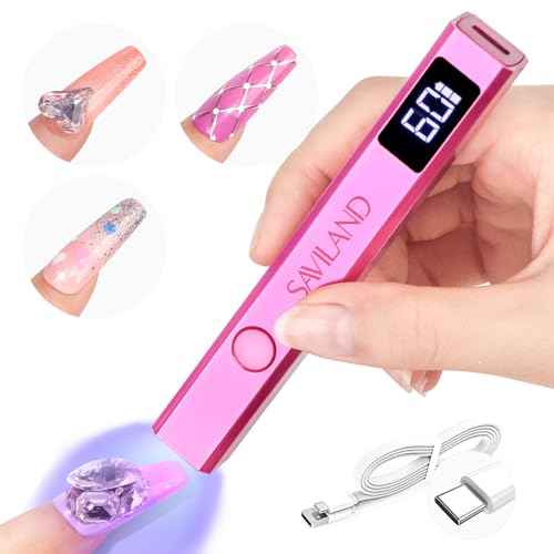 SAVILAND Handheld U V Nail Light for Nails: 12W Nail Lamp Fast Curing 2025 LCD Display Screen LED Light for Gel Nail Portable Mini U V Light Nail Dryer For Gel Polish Flash Cure Lamp Home DIY Self Use