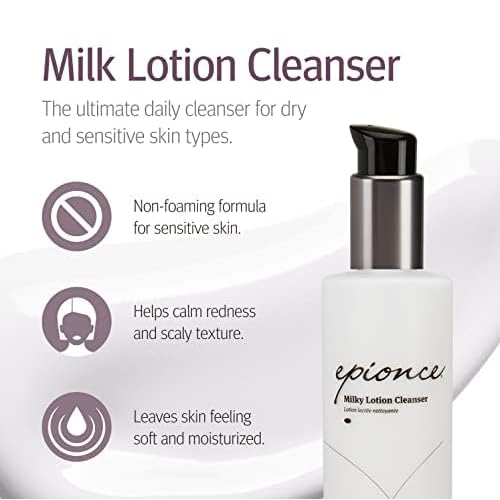 Epionce Milky Lotion Cleanser - Face Wash & Makeup Remover for Dry & Sensitive Skin, Non-Foaming Hydrating Facial Cleanser, Dermatologist Skincare