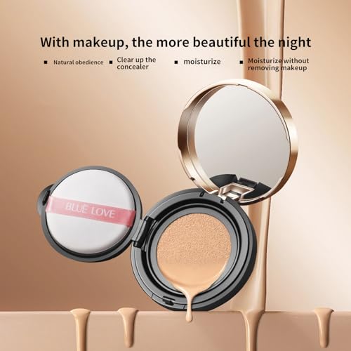 BLUE LOVE Cushion BB Cream Foundation - Full Coverage, Waterproof & Long-Lasting