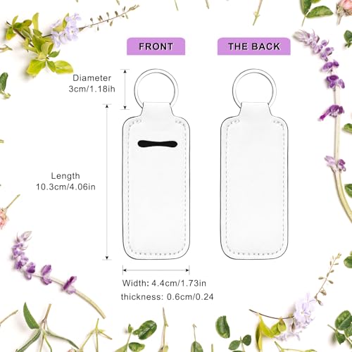 30 Pcs Sublimation Lipstick Holder Keychain Blanks, Chapstick Holder with Neoprene Clip-on Sleeve, Bulk Travel Key Ring DIY Sublimation Blanks Products