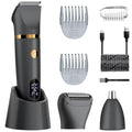 Ball Shaver for Men, 3-in-1 Multifunction Body Hair Trimmer & Pubic Shaver with Titanium Blades (No Nicks!), IPX7 Waterproof Electric Razor, LED Display, Wet/Dry