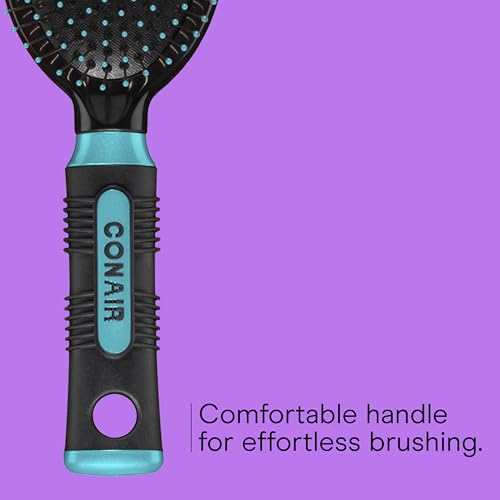 Detangling Hair Brush with Metal Bristles - Cushion Base, Teal, Pack of 1