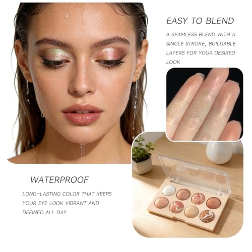 K'APEINE Baked Powder Palette #01 Pink Marble Galaxy - 8 Colors All-In-One Face Makeup for Women & Girls