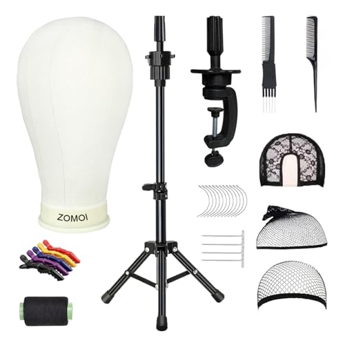 22" Canvas Wig Head with Stand - Complete Styling Kit