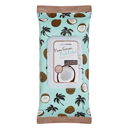 Coconut & Aloe Makeup Remover Wipes - Gentle Facial & Eye Cleansing, 50 Count - B.C. Beauty Concepts