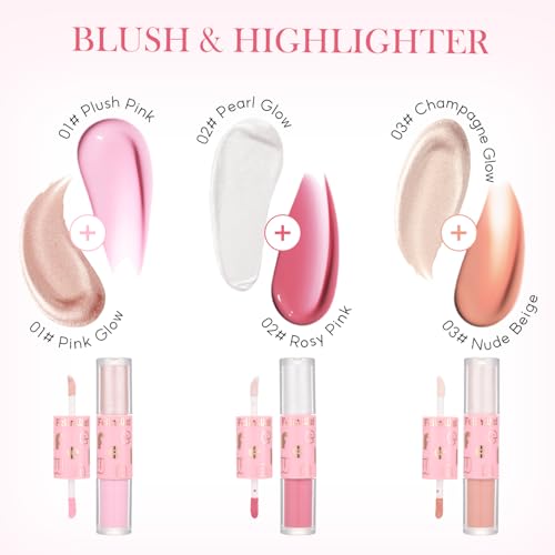 FelinWel Dual-Ended Blush & Highlighter Stick, Dewy Liquid