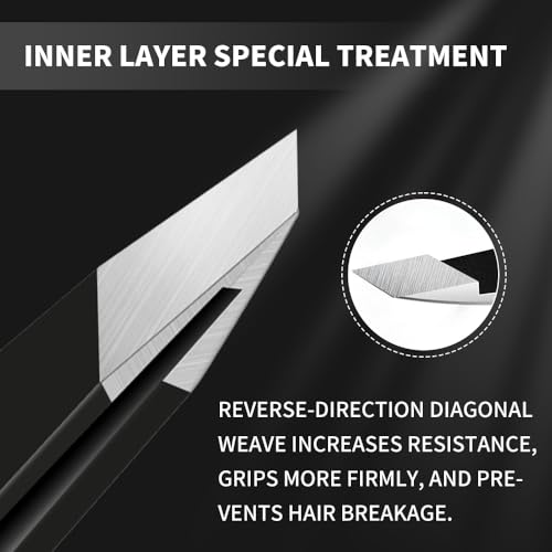 Adulahi Professional Slant Tweezers for Eyebrows & Facial Hair - Carbon Stainless Steel with Case