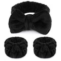 WSYUB Black Makeup Headband & Wristbands Set for Face Washing & Spa