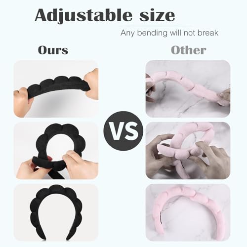 Spa Headbands for Washing Face, Set of 2 Terry Cloth
