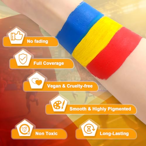 3-Color Face & Body Paint Set - Easy Application, Water Washable