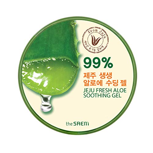THESAEM Jeju Fresh Aloe Soothing Gel 10.1 fl. oz. - 99% Pure Aloe Vera Leaf Juice from Jeju Island - Multi-Purpose Moisturizing Gel for Face, Body & Hair - Cooling Relief for Irritation & Dry Skin