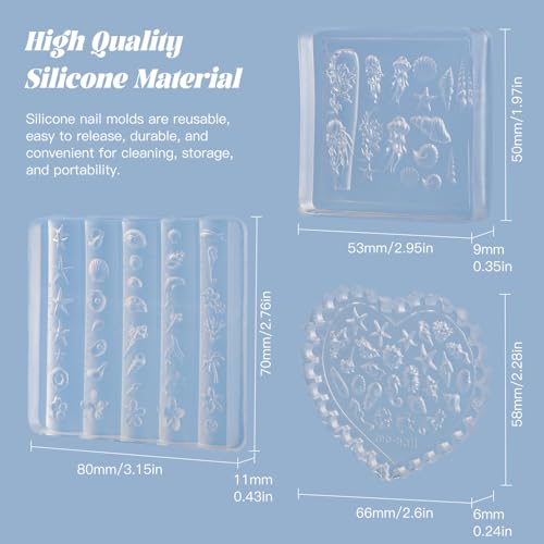 Ocean Silicone Nail Molds - 3D Sea Shell & Starfish Designs