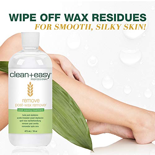 Clean + Easy After Wax Remover ? After Wax Care Oil with Wheat Germ, Post Waxing Cleanser for Skin & Wax Residue, 16 oz