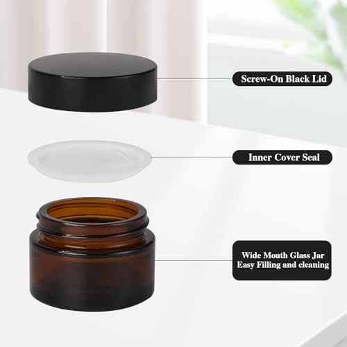 ZIYIZE Amber Glass Jars with Lids 4 Pack 1oz Small Travel Storage Containers