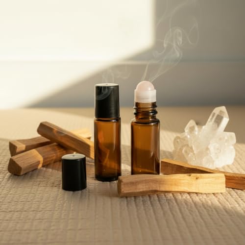 2 Pcs 1.7oz Amber Glass Roll On Bottles with Jade Roller Balls | Leak-Resistant Design for Essential Oils, Perfume & DIY Deodorant | Refillable, Includes Funnel & Opener (50ML Pink)
