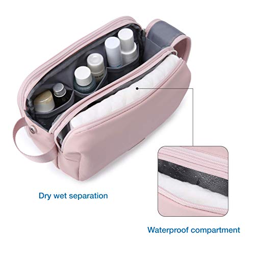 BAGSMART Pink Medium Travel Toiletry Bag Organizer Water-Resistant Dopp Kit