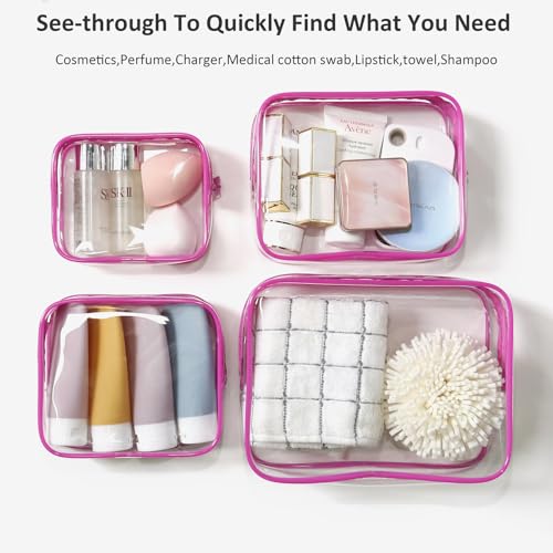 4 Pack Clear Bogg Beach Makup Bag Accessories with 3 Pack Insert Hooks for Bogg Bags, Clear Bogg Makeup Pouches Phone Holder for Bogg Bags Divider Storage Inner Compatible Pouch Travel Cosmetic Bag