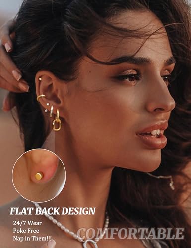 LOLIAS Hypoallergenic Surgical Steel Flat Back Earrings