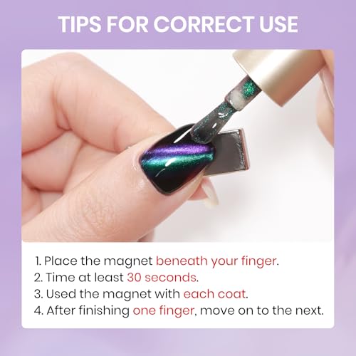SUPWEE Cat Eye Nail Polish Non-Gel Green to Purple - 16ml Magnetic Nail Art