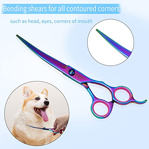 Professional Pet Grooming Scissors Kit - 7" Curved Shears