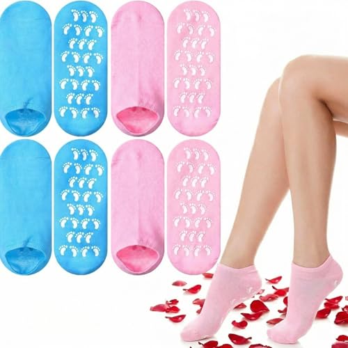 Cuffbow Silicone Moisturizing Socks - 4 Pairs for Dry Cracked Feet