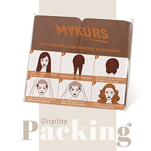 MYKURS Dark Brown Wig Caps for Women, Stocking Wig Cap for Lace Front Wig, Bald Cap for Wig, 24 Pieces