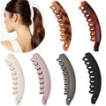Eyegla 6 Pack Large Banana Hair Clips for Thin to Thick Hair - Black, White, Grey, Tortoise Shell