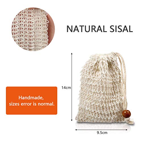 20 Pack Soap Exfoliating Bag, Natural Soap Saver Hand Made Sisal Mesh Soap Bag Bar Soap Bag with Drawstring for Bath & Shower Use