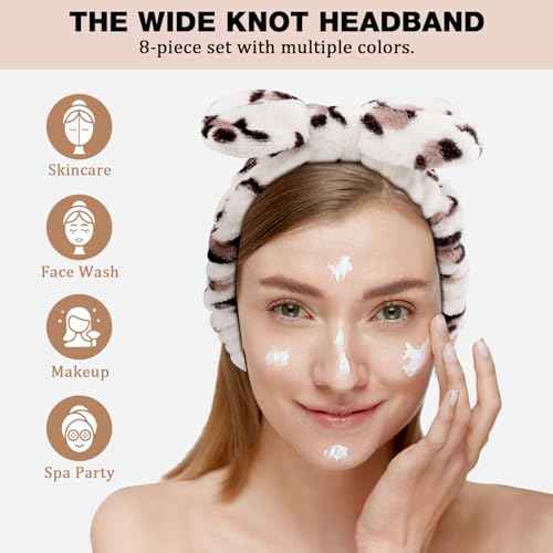 Stocking Stuffers for Womens Teen Girls Kids, 8pcs Spa Headband, Bulk Christmas Gifts for Women Mom Girlfriend, Skincare Makeup Face Wash Headband, Spa Gifts Basket for Women Party Favors Adults