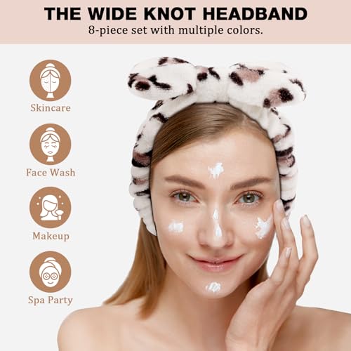 YOOVR Spa Headband 8-Pack | Soft Fleece Hair Accessories