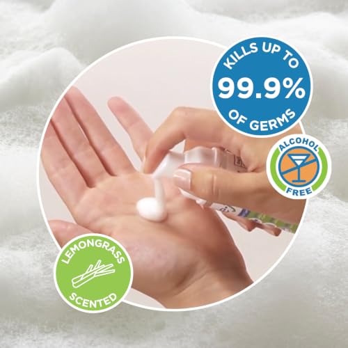 Prefense Alcohol-Free Foaming Hand Sanitizer 8 oz with 640 Pumps - Lemongrass Scent, Travel Size