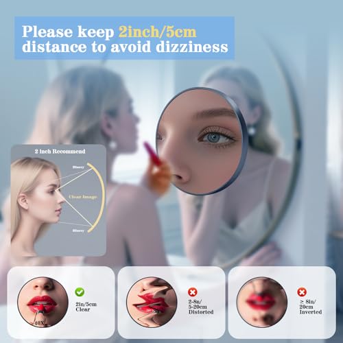 40X Magnifying Mirror 4.5in Round with Suction Cups