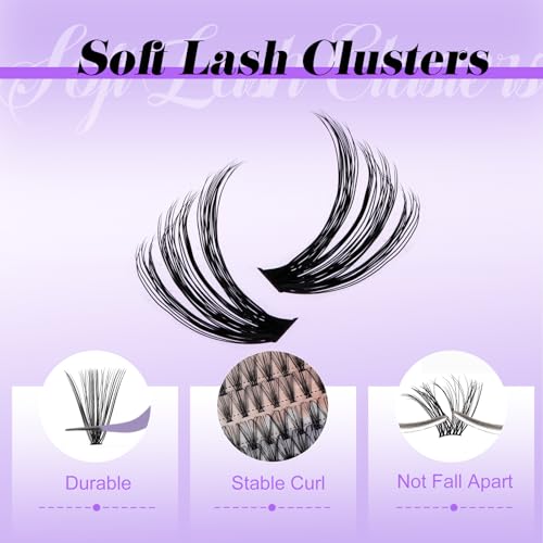 DIY Wispy Lash Extension Kit Individual Spike Manga Lash Clusters Kit with Bottom Lashes, Lash Bond and Seal, Lash Tweezers Eyelash Extension Kit for Self Use(40+50,12-18mm,0.07D,Kit)
