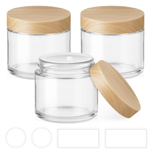 2 oz Glass Jars with Woodgrain Lids - 3 Pack