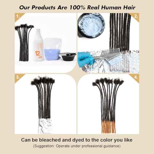 6 inch 40 Strands Loc Extensions Human Hair, Real 0.6cm Width Human Hair Dreads Extensions for Man/Women Full Handmade Dreadlocks Can be Dyed(1b)