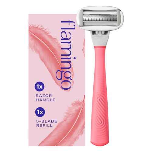 Flamingo Razors for Women, 1 Razor (Flamingo Pink) Handle and 1 Razor Blade Refill