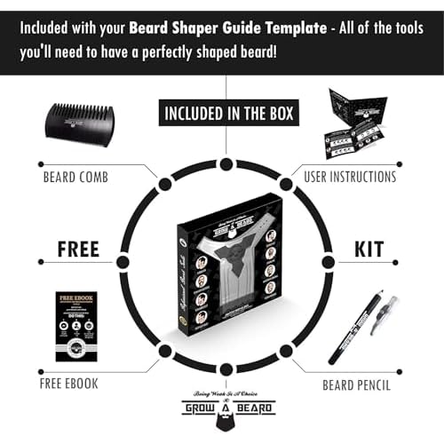 Beard Shaper & Barber Pencil, Beard Lineup Tool, Great Beard Guide Shaping Tool for Men, Beard Lineup Guide Template Thats Perfect for Styling and Edging, With Beard Comb