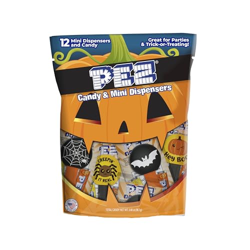 PEZ Mini Halloween Candy Dispensers, Pack of 12
