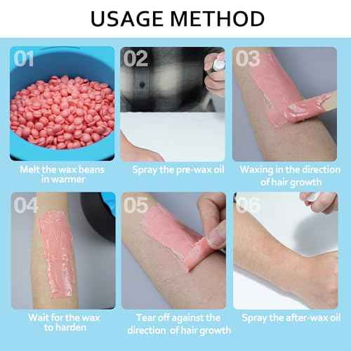Waxing Kit for Women Men, Wax Warmer Hair Removal at Home with Hard Wax Beads & Silicone Pot, Suitable for Sensitive Skin Brazilian Bikini, Facial, Underarms, Legs, Full body