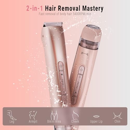 FIONOFY 2-in-1 Bikini Trimmer & Body Shaver for Women
