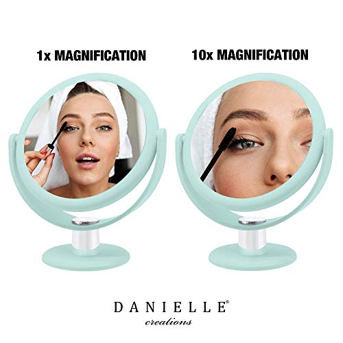 Danielle,Tabletop Mount 10X Soft Touch Round Vanity Mirror, Seafoam (Pack of 2)